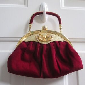Y2K vintage fabric red velvet cocktail bag